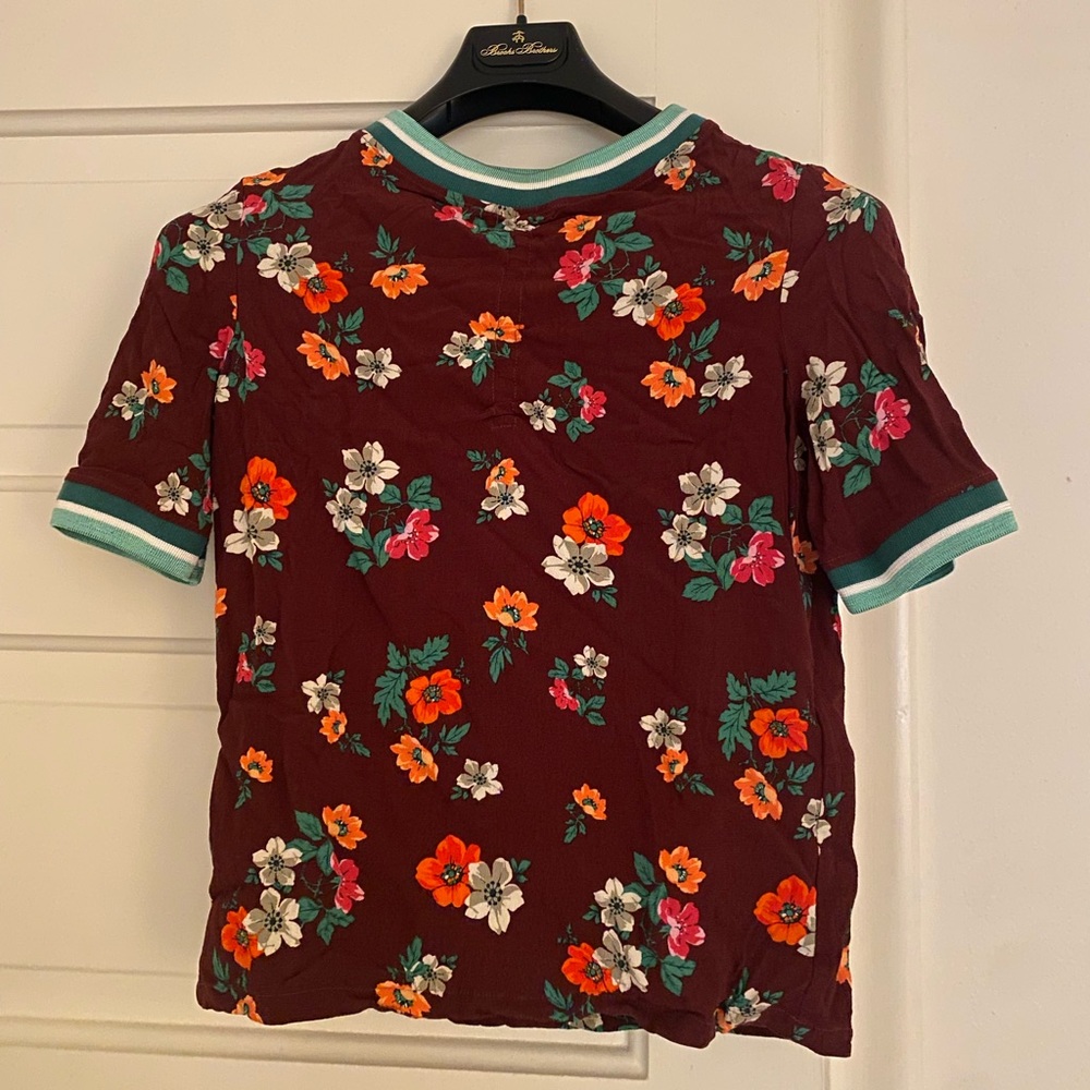 Maje Floral Knit Top with Green Accents size 1